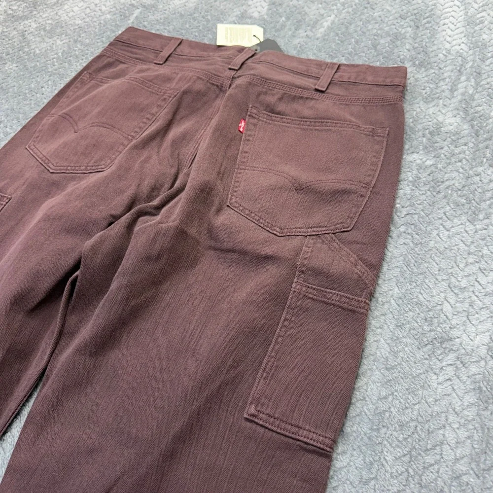 NWT Levi's Stay Loose Carpenter Pants Mens 34x30 Relaxed Burgundy Herringbone